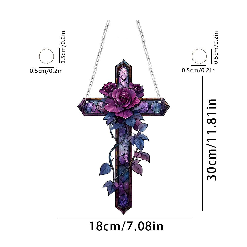Acrylic Purple Cross Pendant Decoration