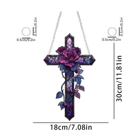 Acrylic Purple Cross Pendant Decoration