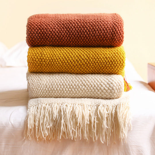 Soft Grid Style Knitted Blankets