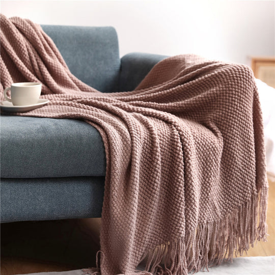 Soft Grid Style Knitted Blankets