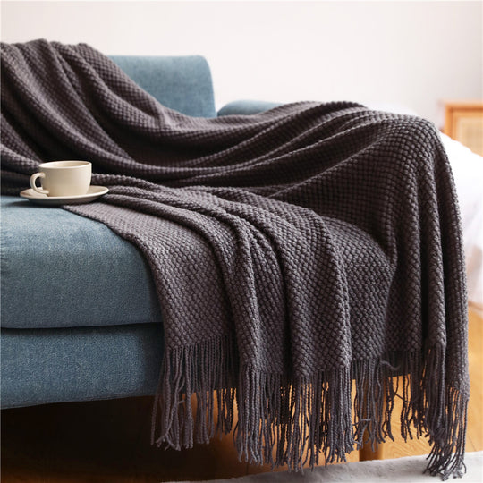 Soft Grid Style Knitted Blankets