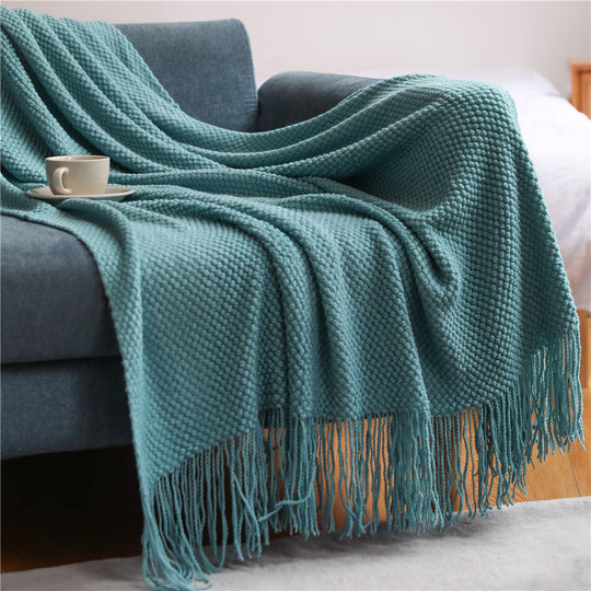 Soft Grid Style Knitted Blankets