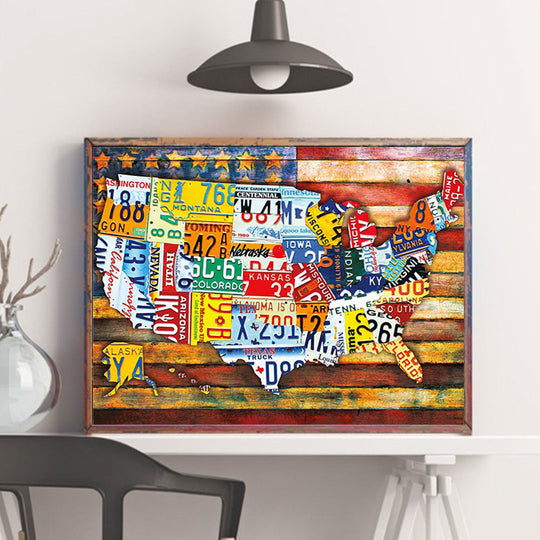 USA License Plate Wall Map