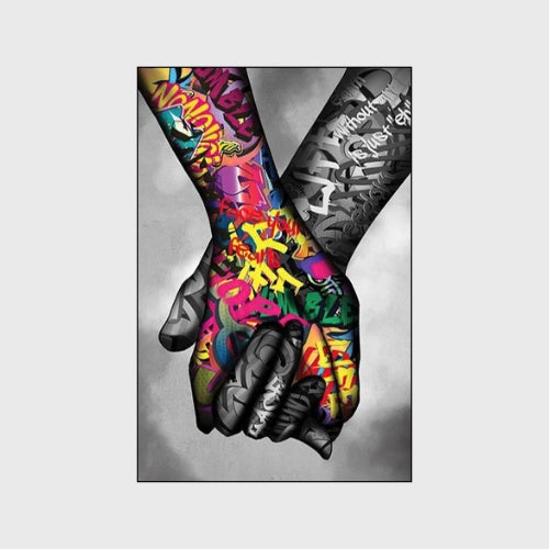 Modern Holding Hands Canvas Painting