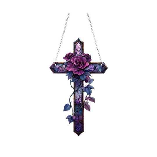 Acrylic Purple Cross Pendant Decoration