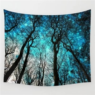 Vibrant Blue Starry Sky Decorative Tapestry