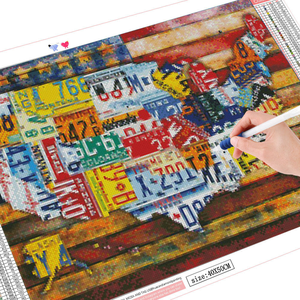 USA License Plate Wall Map