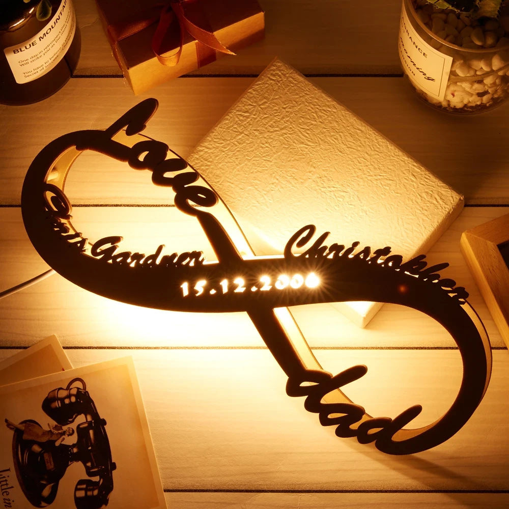 Wooden Infinite Lovers Customizable Lamp