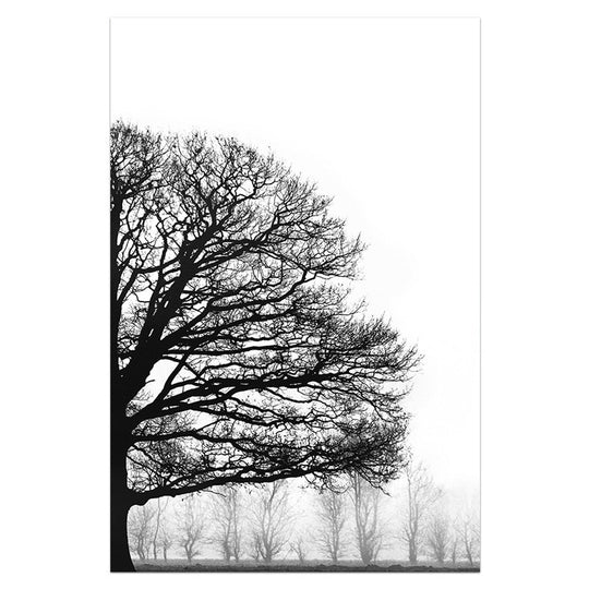 Modern Black and White Winter Trees Decorative Painting