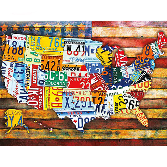 USA License Plate Wall Map