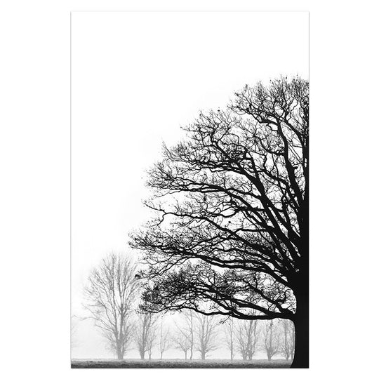 Modern Black and White Winter Trees Decorative Painting