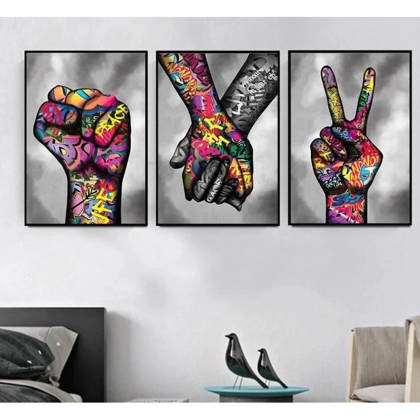 Modern Holding Hands Canvas Painting