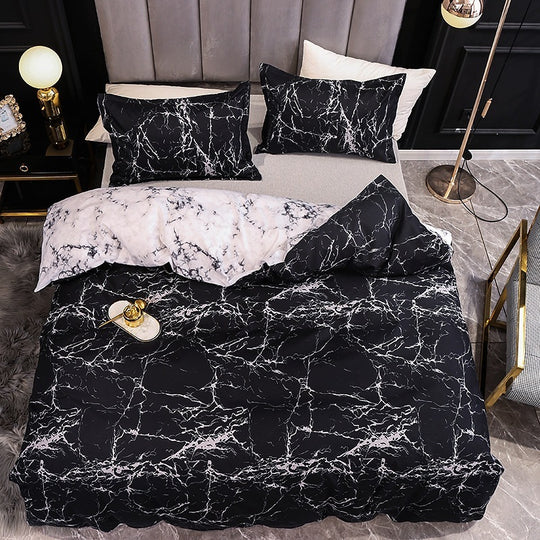Decorative Black and White Three-Piece Bed Set