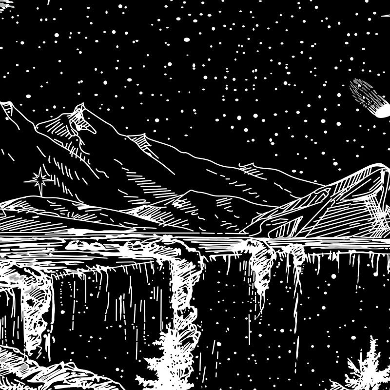 Luminescent Moon Starry Waterfall Tapestry