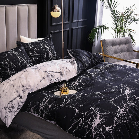 Decorative Black and White Three-Piece Bed Set