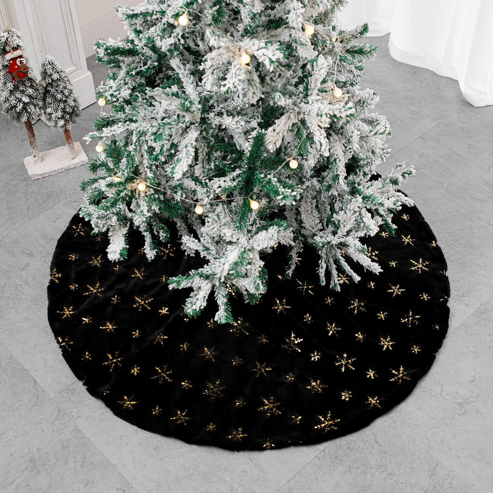 Black Embroidered Velvet Christmas Tree Skirt