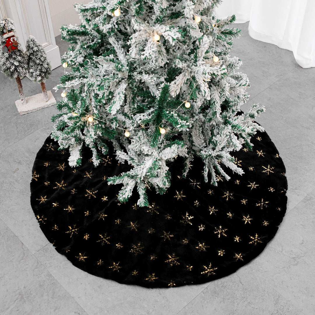 Black Embroidered Velvet Christmas Tree Skirt