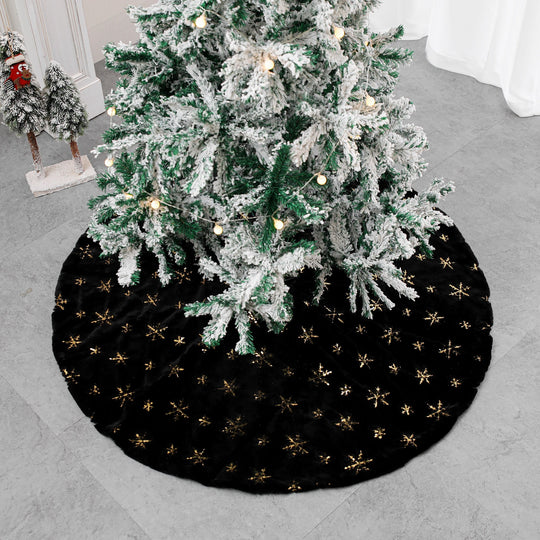 Black Embroidered Velvet Christmas Tree Skirt
