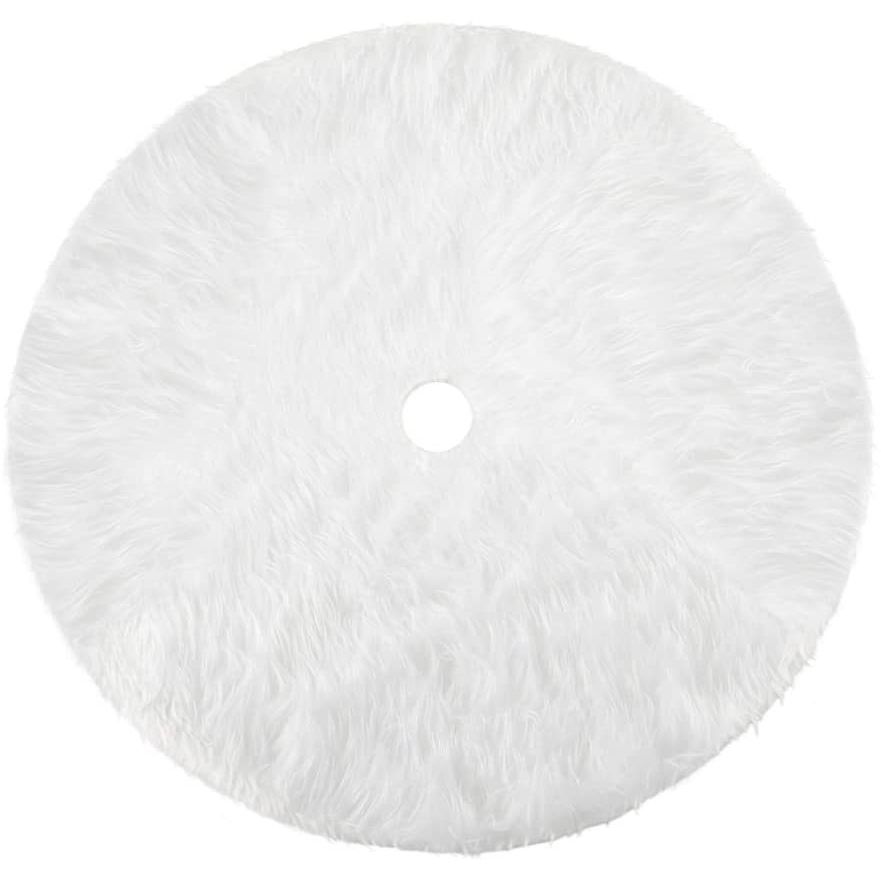 White Plush Christmas Tree Skirt