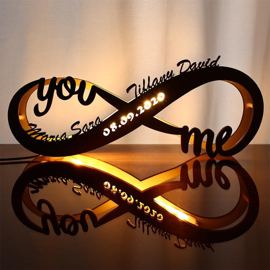 Wooden Infinite Lovers Customizable Lamp